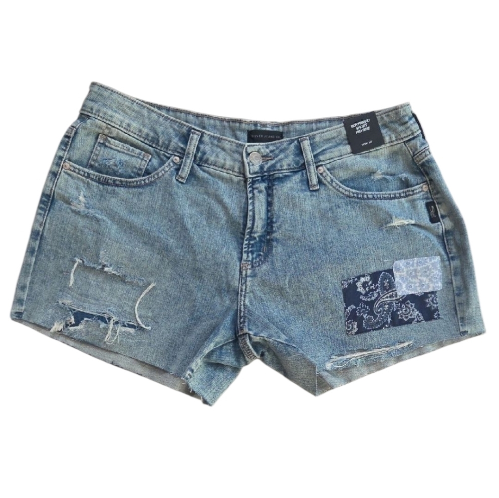Silver Jeans Denim Patchwork Women Shorts‎
